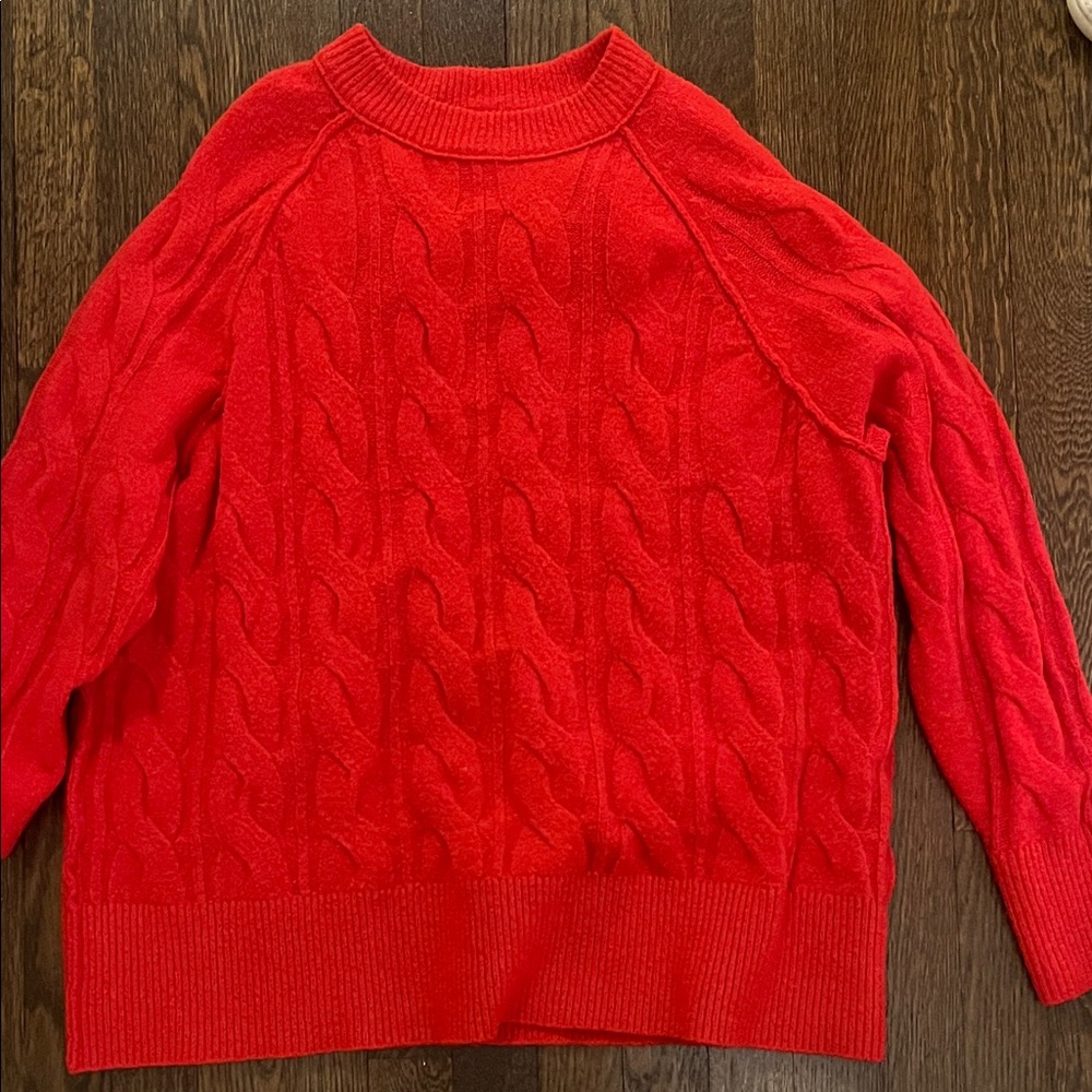 Aerie Bright Red Cable Knit Sweater